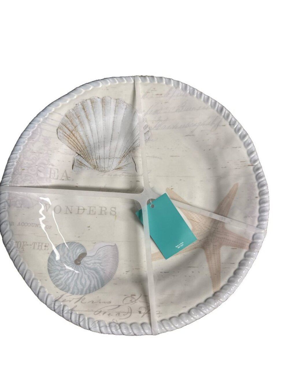 Nwt 4 Coastal Home Melamine Seashell Dinner Plates 10.5" Coastal Nautical Beach
